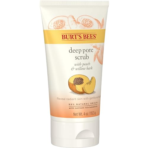 Burt's Bees Peach and Willow Bark Deep Pore Exfoliating Facial Scrub, 4 Oz (Package May Vary)