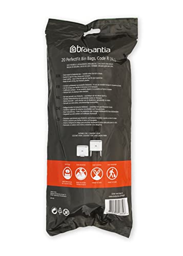 Brabantia PerfectFit Trash Bags (Size R/9.5 Gal) Thick Plastic Trash Can Liners with Drawstring Handles (120 Bags)