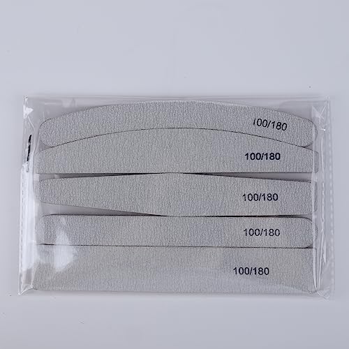 FANDAMEI 10 Pcs in 5 Shapes Professional Nail Files 100/180 Grit Double Sided Polishing Sanding for Manicure, Home and Salon