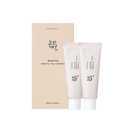 Relief Sun : Rice + Probiotics, SPF 50 + PA ++++, 2 Pack, 1.69 fl oz (50 ml) Each, Beauty of Joseon