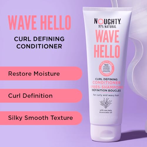 Noughty 97% Natural Wave Hello Shampoo and Conditioner Duo Curl Defining Sulphate Free Vegan Hair Care Set Vitamin Rich Formula for Curly & Wavy Hair, 250ml