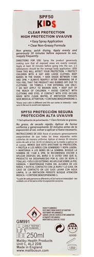 MALIBU 250ML SPF 50 KIDS CLEAR PROTECTION SPRAY PUMP (EN;ES)