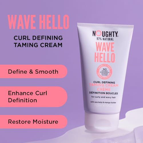 Noughty 97% Natural Wave Hello Curl Taming Cream, Vitamin Rich Smoothing Formula for Curly and Wavy Hair, with Sea Kelp and Mango Butter, Sulphate Free Vegan Haircare 150ml