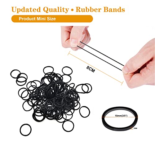 Black Elastic Hair Bands,500pcs Small Hair Rubber Bands with Box, Soft Mini Hair Elastics Ties Bands for Women Hair, Kids Hair, Braids Hair, Beard etc