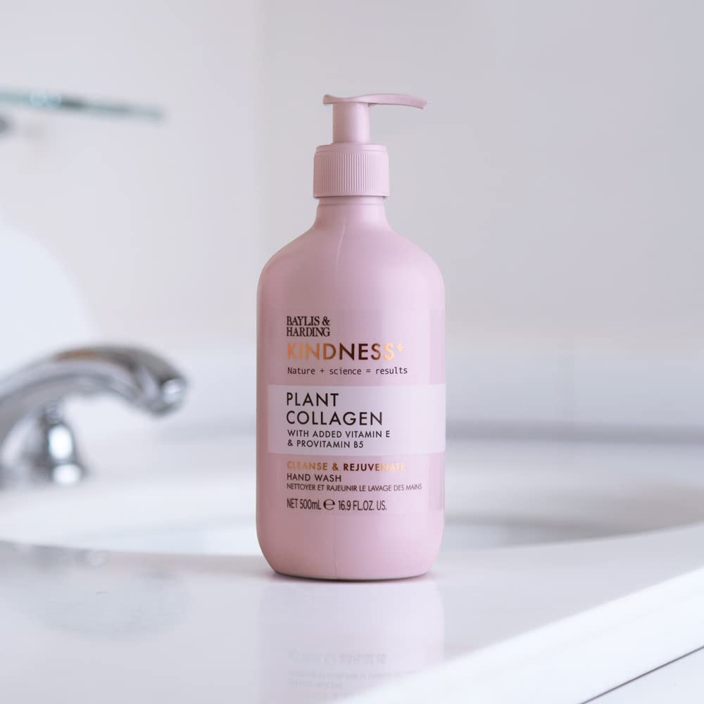 Baylis & Harding Kindness + Plant Collagen, Rose Water & Coconut Milk Fragrance, 500 ml Cleanse & Rejuvenate Hand Wash (Pack of 3) - Vegan Friendly
