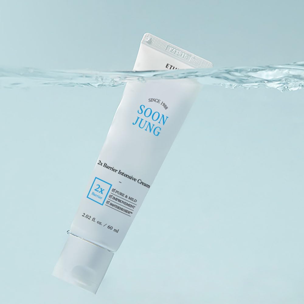 Etude House SoonJung 2x Barrier Intensive Cream 60ml (21AD); Hypoallergenic Shea Butter Hydrating Facial Cream for Sensitive Skin, Water-oil Balance