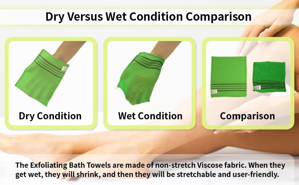 GOLDSANGSA Songwol Towel Exfoliating Towel Bath Washcloth 4 Pcs (Green) for Dead Skin