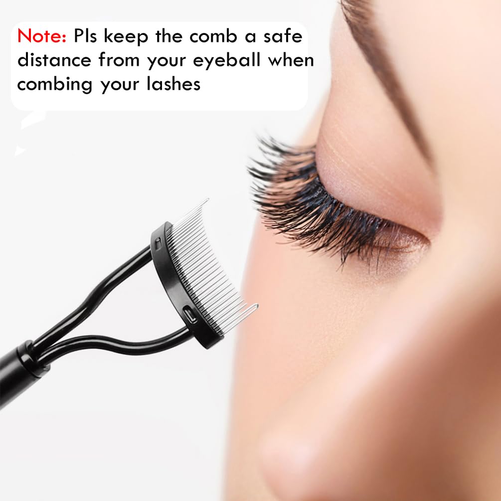 KINGMAS Eyelash Comb Separator, Eye Lash Separator Eyelash Definer Mascara Comb Applicator with Cover - Arc Designed