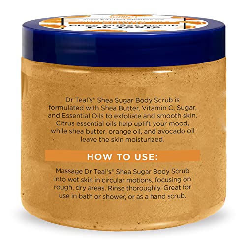 Dr Teal's Shea Sugar Body Scrub, Citrus with Essential Oils & Vitamin C, 19 oz