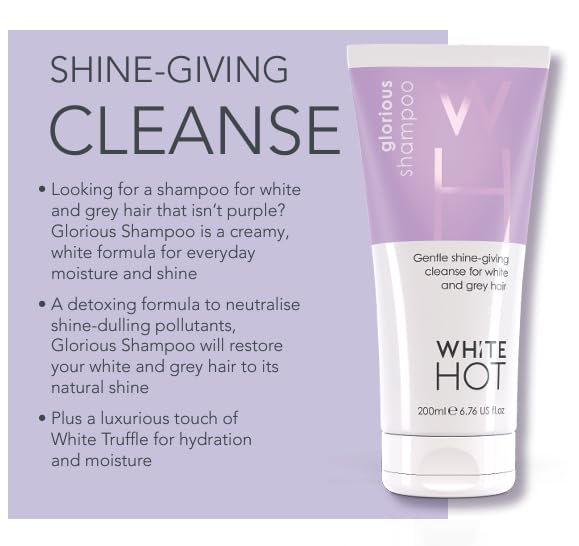 White Hot Shine Duo: Glorious Shampoo & Luminous Conditioner 200ml, shine & cleanse for glossy white & grey hair