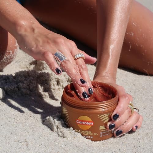 Carroten Gold Shimmer Intensive Tanning Gel | Browning & Bronzing Tan Accelerator | Water-Resistant with Carrot and Coconut Oil | Vitamin A & E For Moisture and Hydration | Made in Greece | 5 Fl Oz