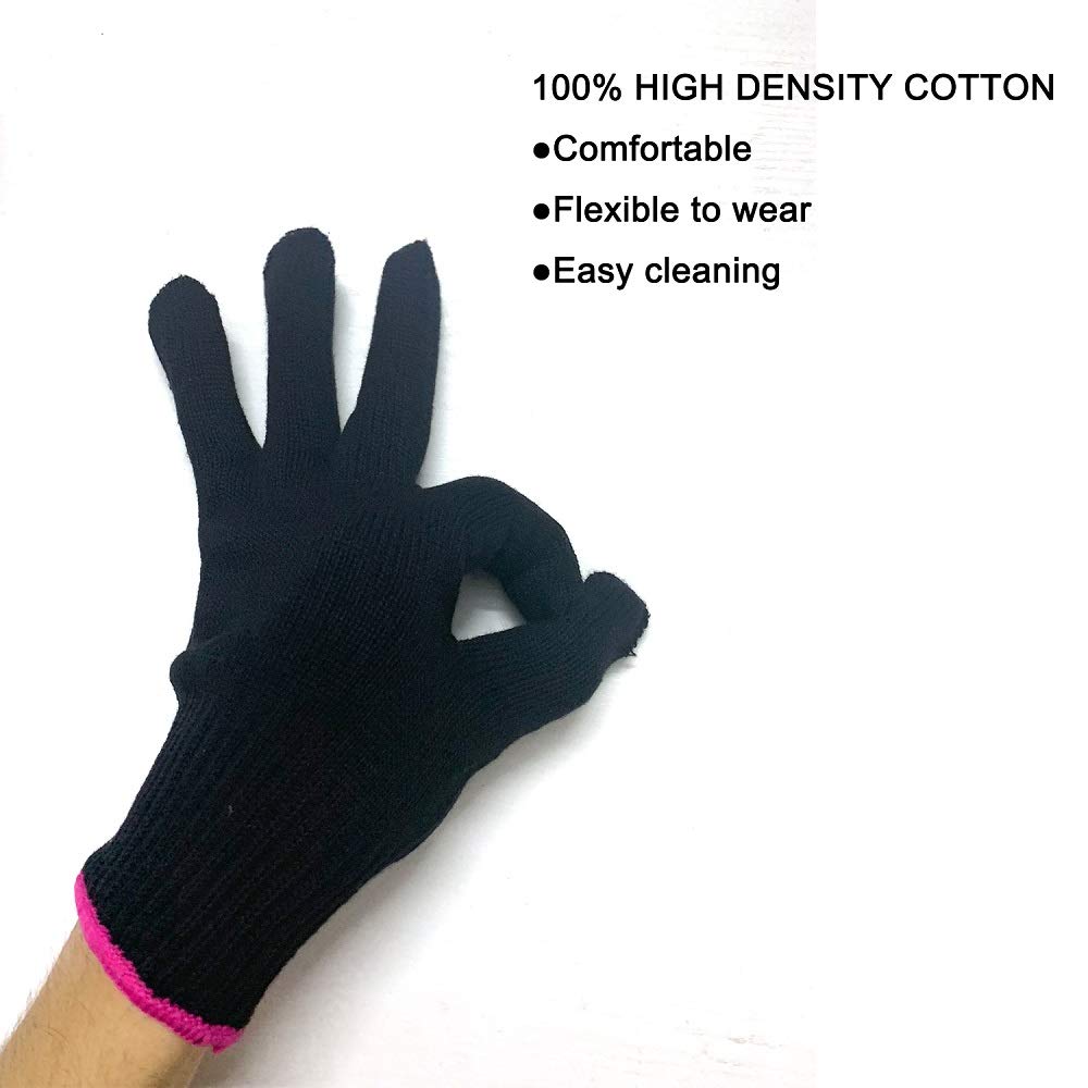 Professional Heat Resistant Styling Glove, Heat Lock for Curling, Flat Iron and Curling Wand, Suitable for Left and Right Hands, 1 Piece, Pink Edge