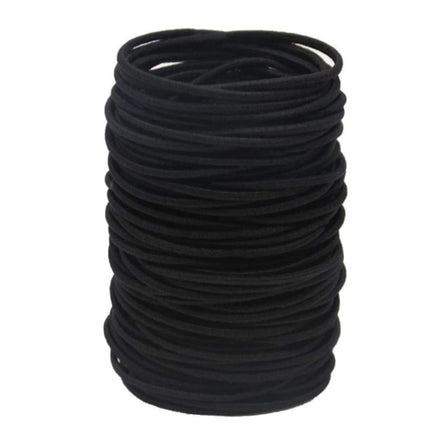 50 Pcs Ouchless Womens Elastic Hair Tie, 2mm Hair Ties for Thick and Curly Hair Ponytail Holders Hair Elastic Band for Women or Men(Black)