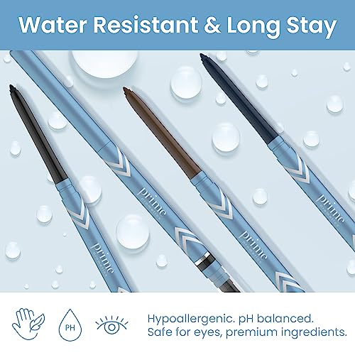Prime Prometics PrimeEyes Glide Eyeliner for Mature Women – Water-Resistant, Long-Stay and Mess-Proof – Gel Cream Texture, Discreet Sharpener and Effective Smudger (Wood (Brown))