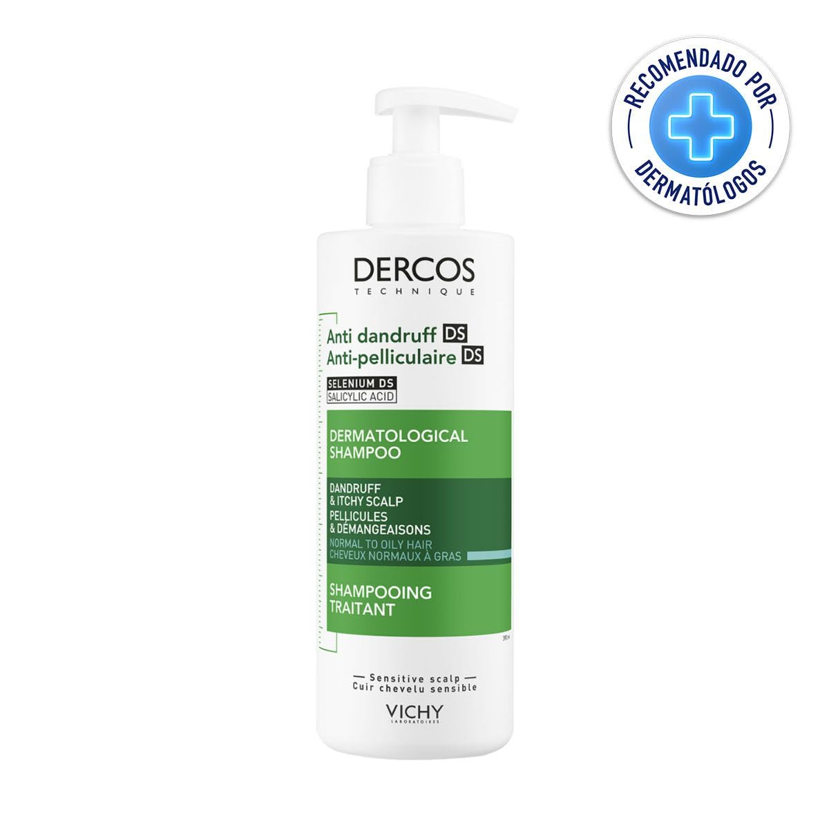 Vichy Dercos Anti-Dandruff and Anti-Itch Shampoo for Normal to Oily Hair 390ml