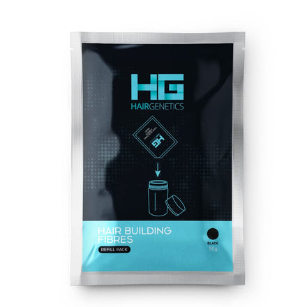 Hair Genetics Advanced Hair Building Fibres Large 50g Refill Pack (Black)