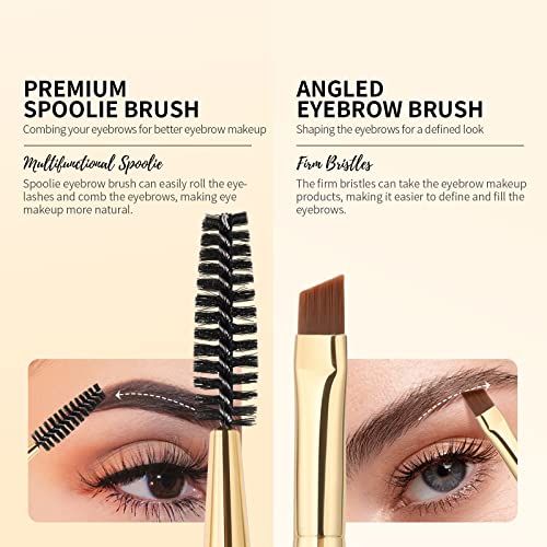 Docolor Duo Eyebrow Brush,Professional Angled Eye Brow Brush and Spoolie Brush