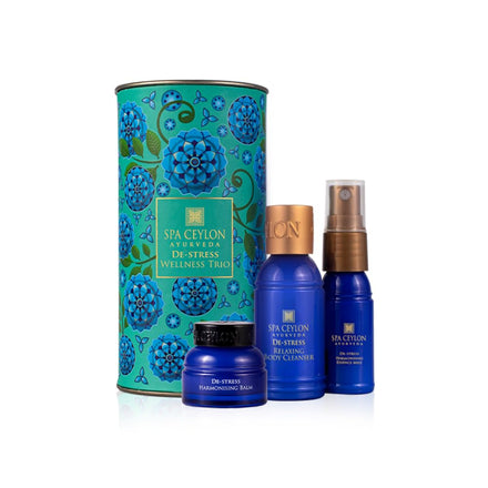 SPA CEYLON De-Stress Wellness Trio Set | Holistic Spa Essentials for Calming | Natural Ingredients | Ayurvedic | Frankincense | Essential Oil | Shower Gel, Body Mist, Balm | Gift set