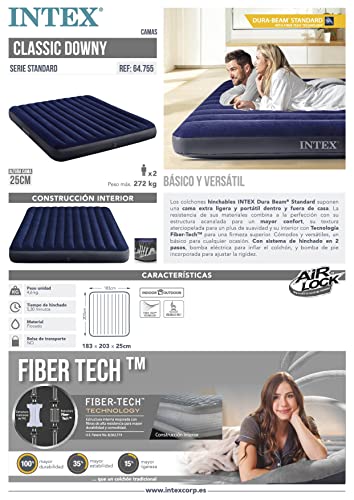 Intex Inflatable Bed, 64755, Multicoloured, 183 x 203 x 25 cm