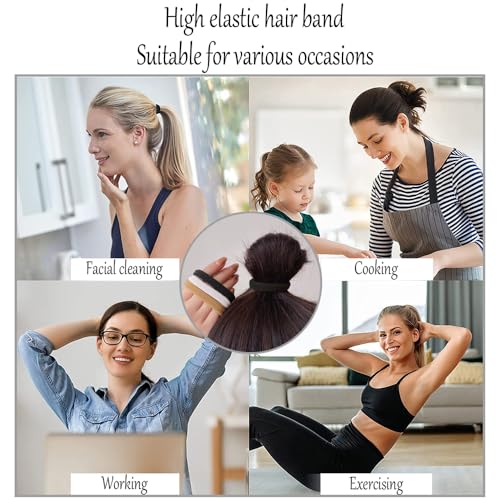 ZEVONDA Elastic Hair Bands - 30 Pcs Hair Ties No Metal Hair Bobbles Soft Seamless Hair Bands Strong Elastic Ponytail Holders for Women Men Girls Kids - Black
