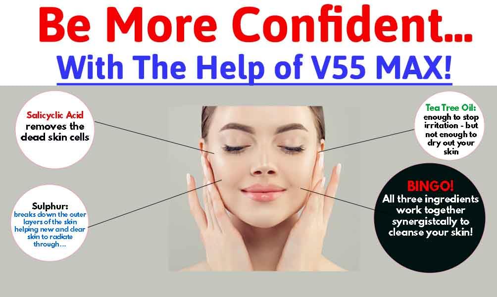 V55 MAX Double Strength Salicylic Acid Skin Cleansing Cream with Tea Tree Oil and Sulphur - Paraben and Cruelty Free - 50ML