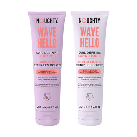 Noughty 97% Natural Wave Hello Shampoo and Conditioner Duo Curl Defining Sulphate Free Vegan Hair Care Set Vitamin Rich Formula for Curly & Wavy Hair, 250ml