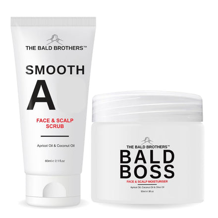 The Bald Brothers Bald Head Care Set | Complete Natural Bald Head Care | Daily Skincare Set For Men | Cleanse, Exfoliate & Moisturise | 60-90 Day Supply