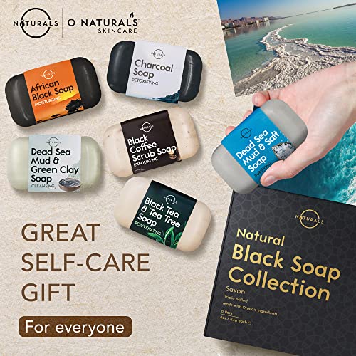 O Naturals 6pack Moisturizing Black Soap - Natural Soap Bar - Body Soap Bars, Face Soap & Hand Soap Shower Soap, Body Wash Bar - Gift for Women