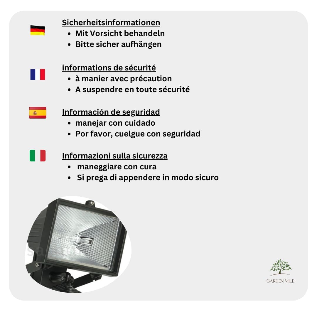 Babz 400W Garden Halogen FLOODLIGHT Security Light with Motion PIR Sensor Outdoor