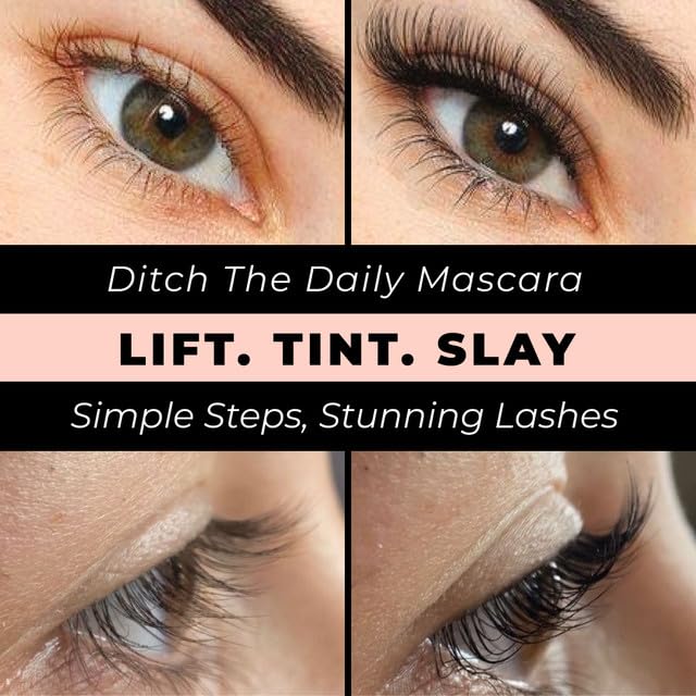 Lash Lift and Tint Kit with Keratin Conditioning by CICI | Instant Professional Perming, Lifting & Tinting for Eyelashes | Black Color Dye | Long-Lasting Salon Results At Home | DIY Tools and Supplies