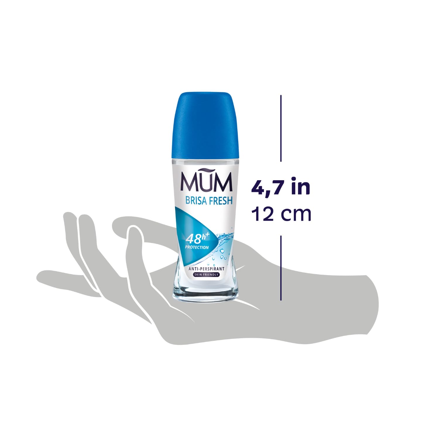 Mum Brisa Fresh Roll On Deodorant, 48 Hours Plus Protection, Anti-Perspirant, Vegan, Sustainable Glass Bottle, Alcohol Free Womens Mens Deodorant, Fresh Breeze Fragrance, 50 ml, Pack of 6