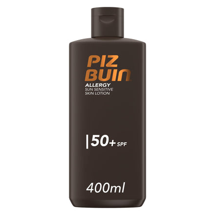 Piz Buin Allergy Lotion SPF 50 (400ml), Sun Cream to Strengthen Skin's Resilience, Sunscreen with Immediate and Effective UVA/UVB Protection for Sensitive Skin, Sweat & Water Resistant