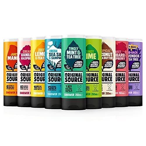 Original Source Vanilla & Raspberry Shower Gel, 100 Percent Natural Fragrance, Vegan, Cruelty Free, Paraben Free, Bulk Buy, Pack of 6 x 250 ml