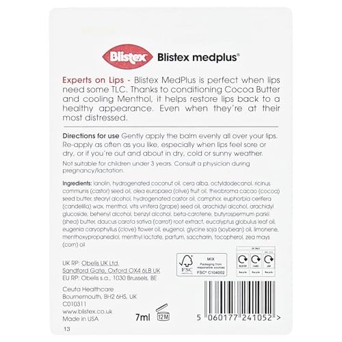 Blistex MedPlus Lip Balm Jar, Helps Soothe Dry and Chapped Lips, Multipack 7g x 5