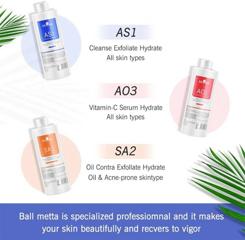 Facial Beauty Aqua Peel Solution 400ml Per Bottle Aqua Hydra Peeling Solution Face Cleansing Serum 3 Bottles and Moisturizing for Hydra aqual Peel Machine Solution AS1/SA2/AO3
