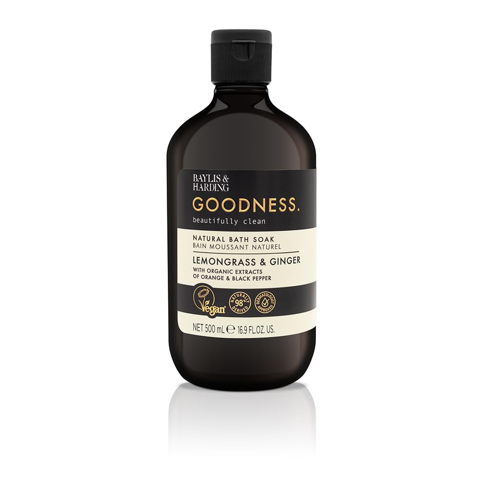 Baylis & Harding Goodness Lemongrass & Ginger Bath Soak, 500 ml (Pack of 3) - Vegan Friendly