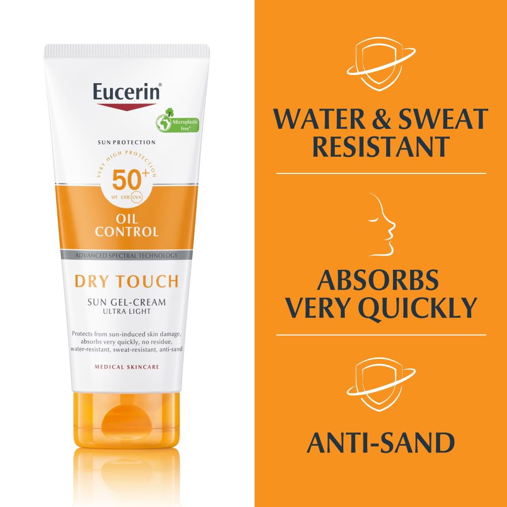 Eucerin Sun Body Oil Control Gel-Cream SPF 50+ 200ml, Ultra-Light Dry Touch Gel Sun Cream for Oily Skin, Fast-Drying Sunscreen with Oil Control Technology, Water-Resistant