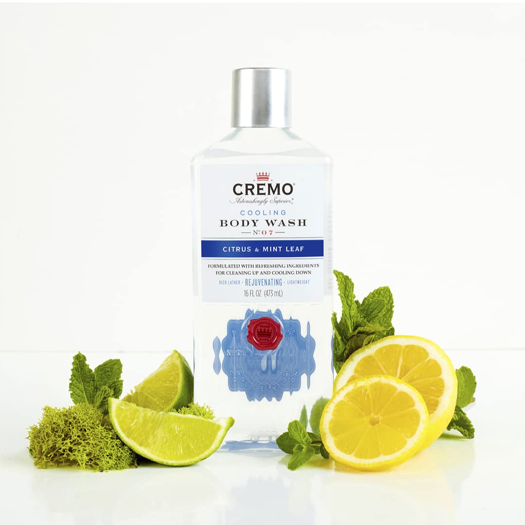 CREMO - Cooling Body Wash For Men - Rejuvenating Citrus & Mint Leaf Shower Gel - 473ml