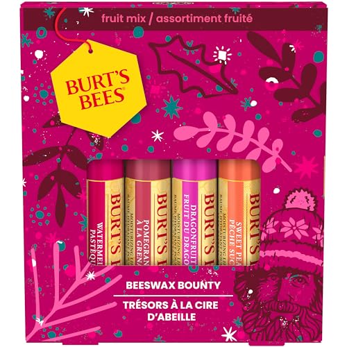 Burt's Bees Lip Balm Gift Set, Lip Balm Multipack, Sweet Peach, Watermelon, Pomegranate and Dragonfruit Lemon, 4x4.25g
