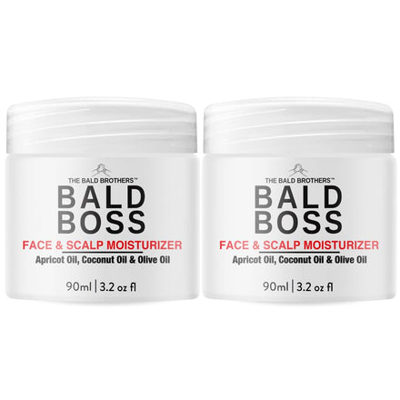 The Bald Brothers Bald Head Care (2 Pack) with Apricot Seed Oil | Post Shave Cream | Hydrates & Protects, Vegan, No Grease | Bald Boss Daily Scalp & Face Moisturiser for Men & Women
