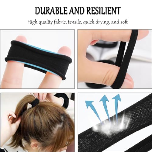 ZEVONDA Elastic Hair Bands - 30 Pcs Hair Ties No Metal Hair Bobbles Soft Seamless Hair Bands Strong Elastic Ponytail Holders for Women Men Girls Kids - Black