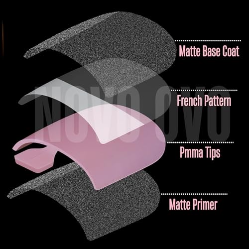 NOVO OVO French Tip Toe Nail Tips Press on, Sharp Square Pre-Designed Soft Gel False Toenail Extension, BABY PINK Pre-applied Tip Primer & Base Coat, Full Cover Acrylic for DIY x 15 Sizes 240 pcs