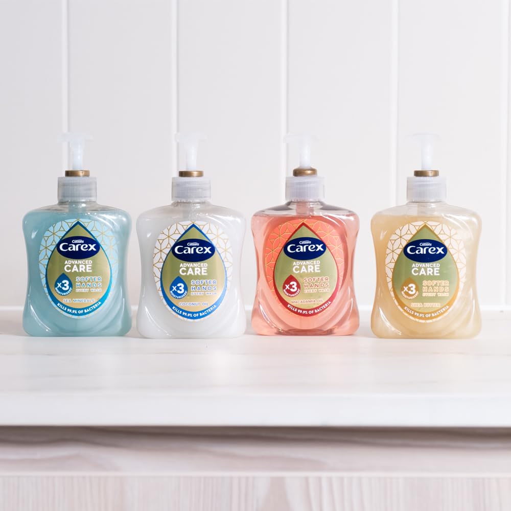 Carex Advanced Care Shea Butter Antibacterial Hand Wash, 3x More Moisturisers, Clean & Protect Hands, Bulk Buy, Pack of 6 x 500ml