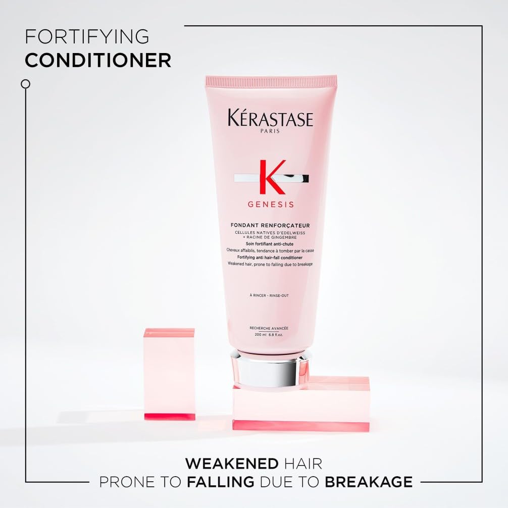 Kérastase Genesis, Moisturising and Hydrating Conditioner, For Hair Loss and Weakened Hair, Edelweiss Native Cells, Ginger Root and Aquaxyl, Fondant Reinforcateur, 200 ml