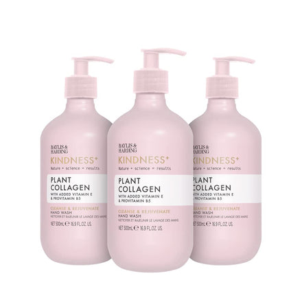 Baylis & Harding Kindness + Plant Collagen, Rose Water & Coconut Milk Fragrance, 500 ml Cleanse & Rejuvenate Hand Wash (Pack of 3) - Vegan Friendly
