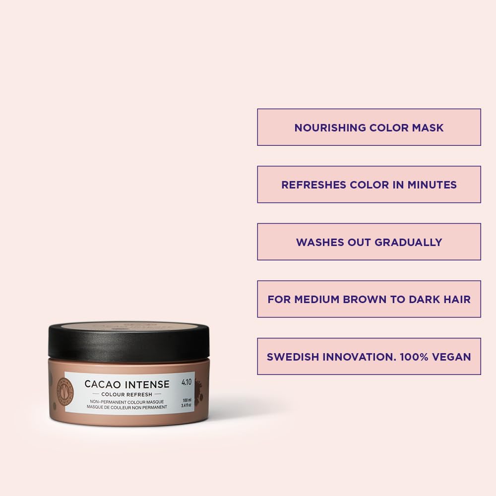 Maria Nila Colour Refresh, Cacao Intense 100 ml, Brown Hair Mask, Semi-Permanent Pigments, 100% Vegan & Sulfate/Paraben free