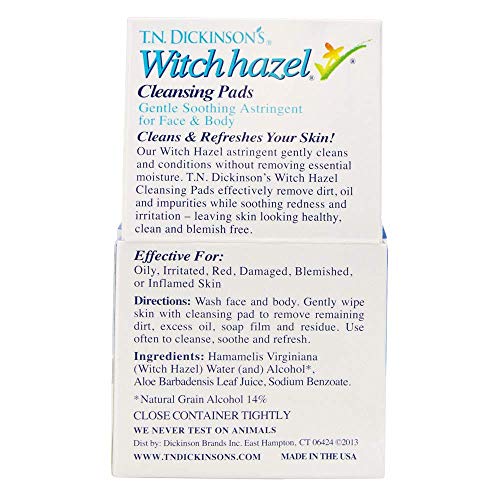 T.N. Dickinsons Hazelets Witch Hazel Pads - 60 Ea