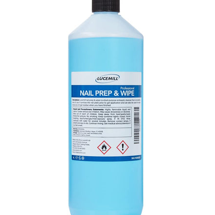 Lucemill Nail Prep & Wipe Gel Polish Cleanser | Professional Formula for Gel Nails & Acrylics | Alcohol Wipe Off Solution - 1 Litre