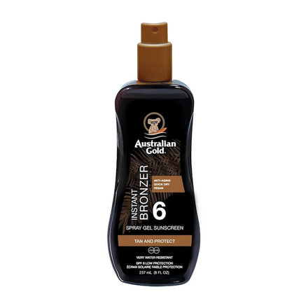 Australian Gold SPF 6 Spray Gel Sunscreen with Instant Bronzer 237ml