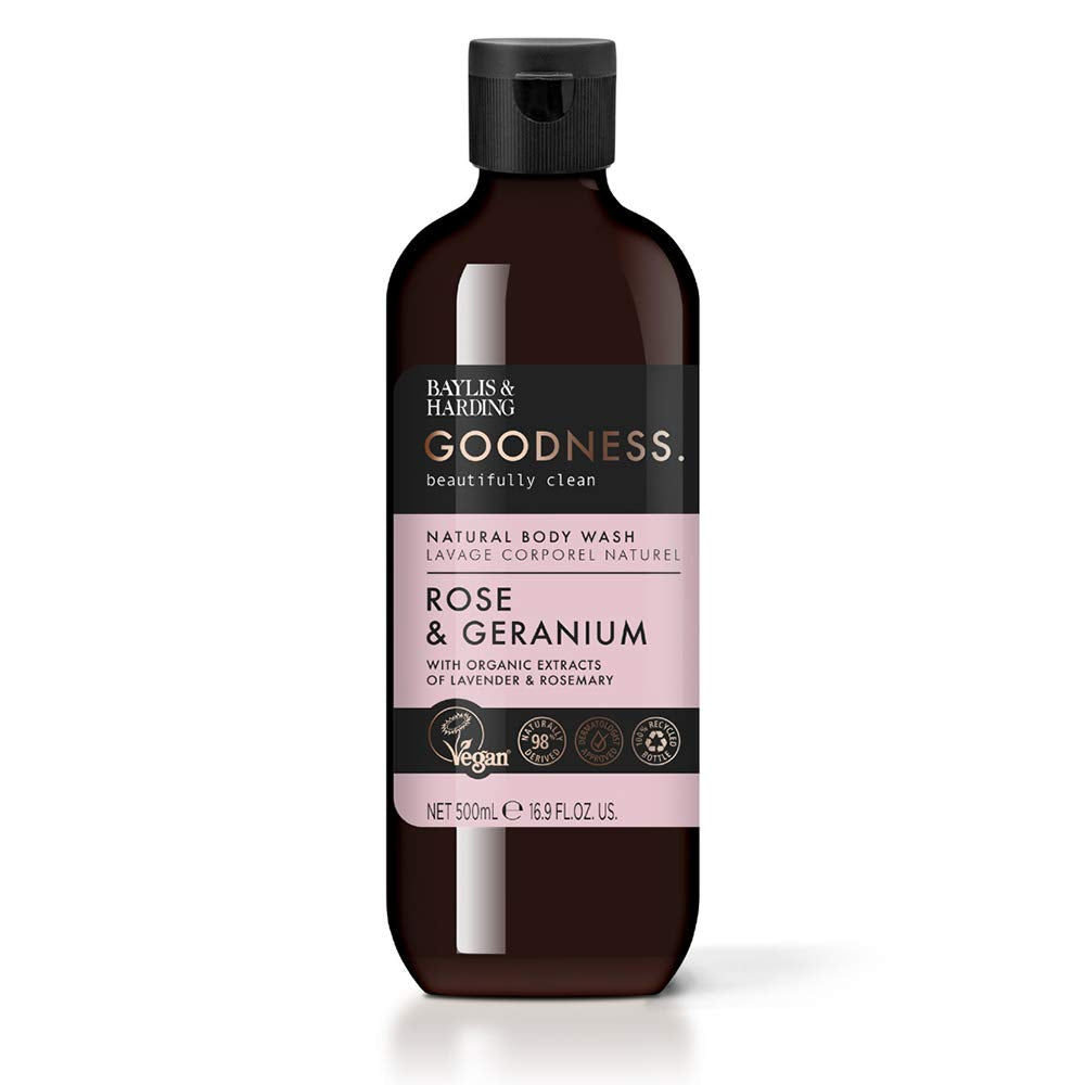 Baylis & Harding Goodness Rose & Geranium, 500 ml Body Wash, Pack of 3
